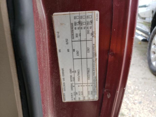 1GDFG15R621234090 - 2002 GMC SAVANA RV G1500 BURGUNDY photo 13