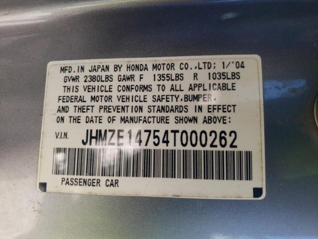 JHMZE14754T000262 - 2004 HONDA INSIGHT SILVER photo 12