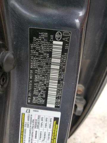 2T1BU40E89C037994 - 2009 TOYOTA COROLLA BASE CHARCOAL photo 12