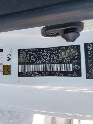 JTKDE167X80253327 - 2008 TOYOTA SCION TC თეთრი ფოტო 12