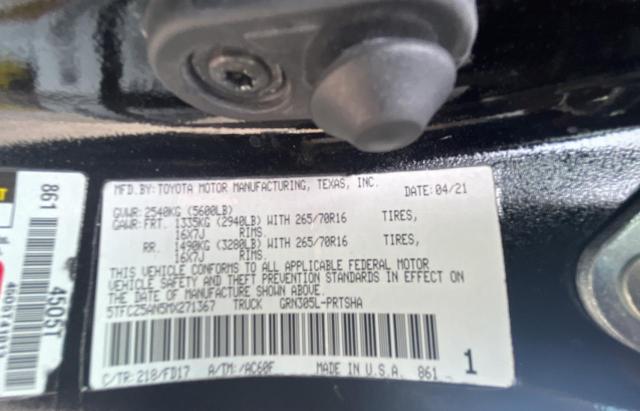 5TFCZ5AN5MX271367 - 2021 TOYOTA TACOMA DOUBLE CAB 黑色 照片 10