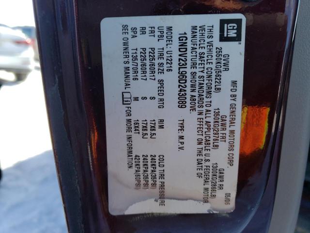 1GNDV23L96D243089 - 2006 CHEVROLET UPLANDER LS 栗色 照片 13