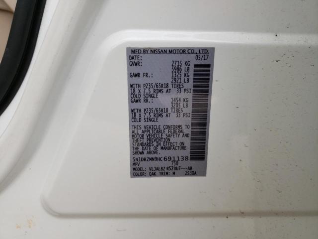 5N1DR2MN9HC691138 - 2017 NISSAN PATHFINDER S 白色 照片 13
