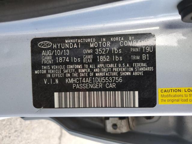 KMHCT4AE1DU553756 - 2013 HYUNDAI ACCENT GLS BLUE photo 12