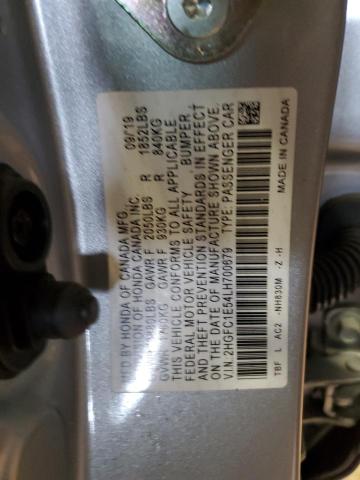 2HGFC1E54LH700679 - 2020 HONDA CIVIC SI SILVER photo 12