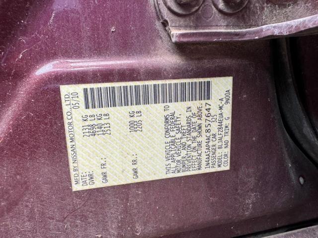 1N4AA5AP4AC857647 - 2010 NISSAN MAXIMA S BURGUNDY photo 10