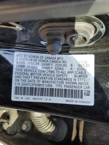 2HGFC2F80MH513889 - 2021 HONDA CIVIC SPORT 黑色 照片 12