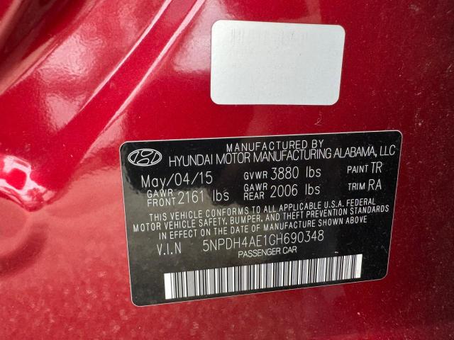 5NPDH4AE1GH690348 - 2016 HYUNDAI ELANTRA SE RED photo 10