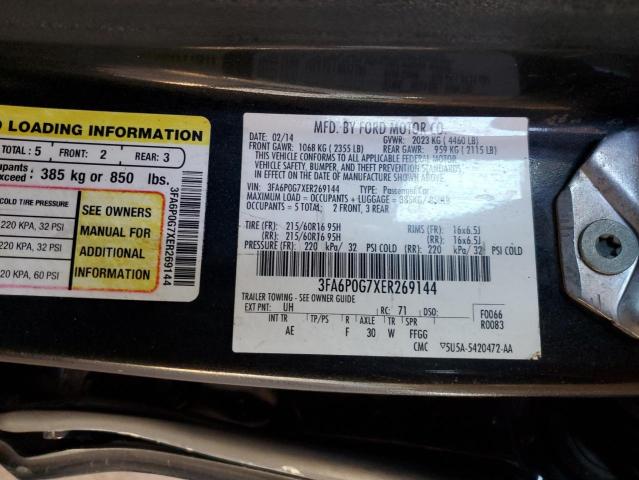 3FA6P0G7XER269144 - 2014 FORD FUSION S BLACK photo 12