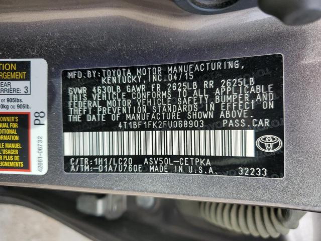 4T1BF1FK2FU068903 - 2015 TOYOTA CAMRY LE GRAY photo 12