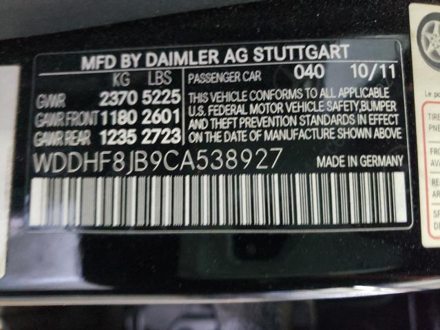 WDDHF8JB9CA538927 - 2012 MERCEDES-BENZ E 350 4MATIC BLACK photo 12