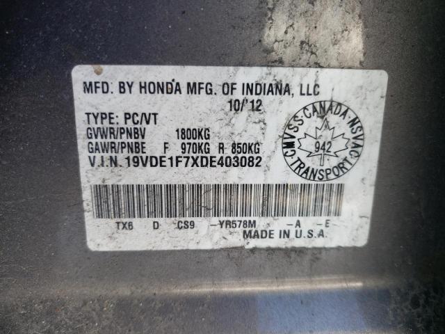 19VDE1F7XDE403082 - 2013 ACURA ILX 20 TECH GRAY photo 12