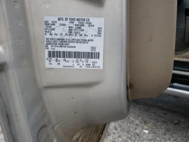 1FTPX14576FA20838 - 2006 FORD F150 SILVER photo 12