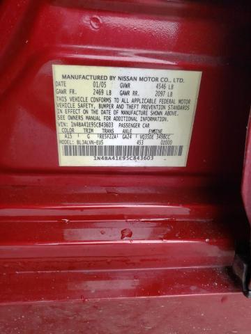 1N4BA41E95C843603 - 2005 NISSAN MAXIMA SE RED photo 12