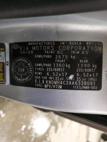 KNDMH4C3XA6338091 - 2010 KIA SEDONA EX SILVER photo 13