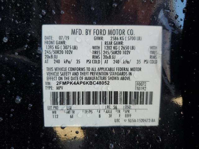 2FMPK4AP6KBC48052 - 2019 FORD EDGE ST BLACK photo 13