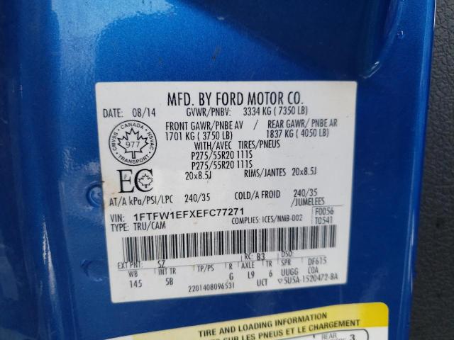 1FTFW1EFXEFC77271 - 2014 FORD F150 SUPERCREW BLUE photo 12