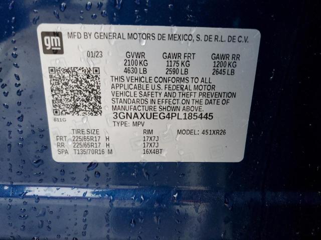 3GNAXUEG4PL185445 - 2023 CHEVROLET EQUINOX LT BLUE photo 14