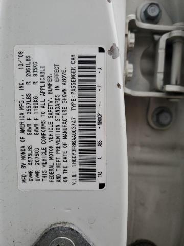 1HGCP3F86AA003747 - 2010 HONDA ACCORD EXL WHITE photo 12