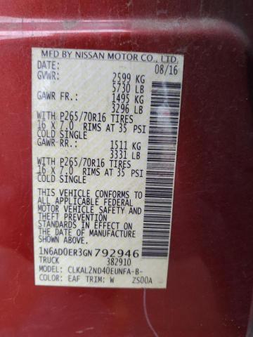 1N6AD0ER3GN792946 - 2016 NISSAN FRONTIER S RED photo 12