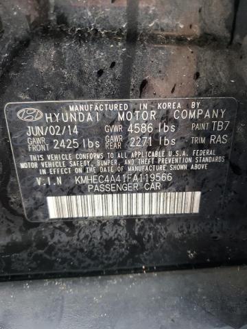 KMHEC4A41FA119566 - 2015 HYUNDAI SONATA HYBRID BLACK photo 12