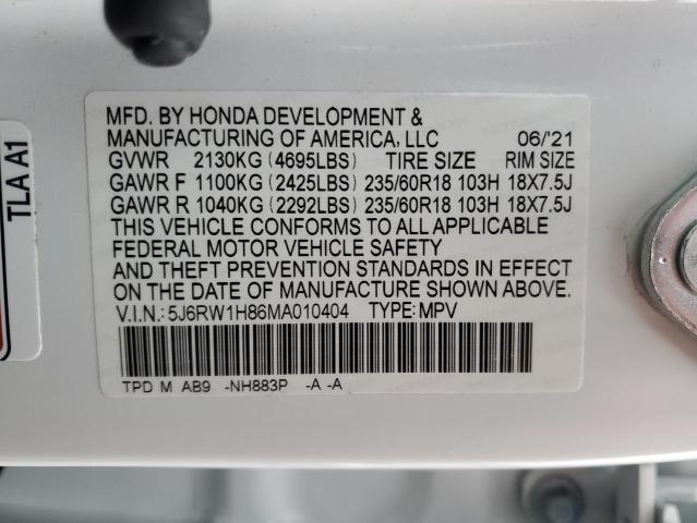 5J6RW1H86MA010404 - 2021 HONDA CR-V EXL WHITE photo 14