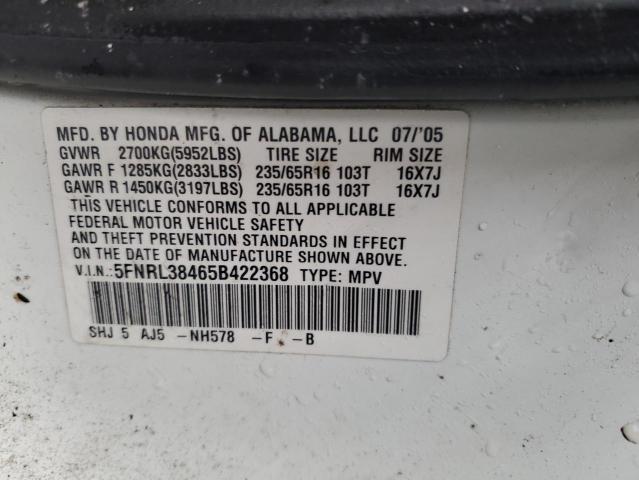 5FNRL38465B422368 - 2005 HONDA ODYSSEY EX WHITE photo 13