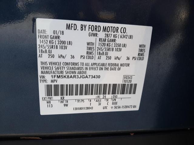 1FM5K8AR3JGA73430 - 2018 FORD EXPLORER POLICE INTERCEPTOR BLUE photo 14