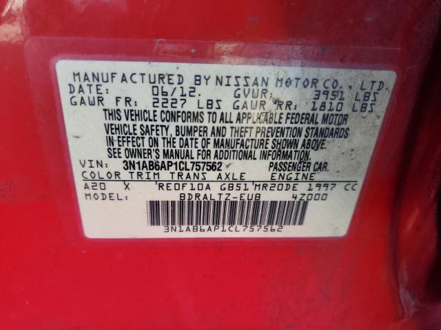 3N1AB6AP1CL757562 - 2012 NISSAN SENTRA 2.0 RED photo 12