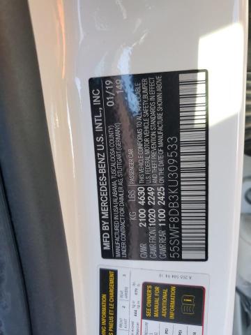 55SWF8DB3KU309533 - 2019 MERCEDES-BENZ C 300 WHITE photo 13