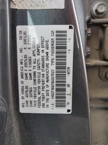 1HGCP36879A007527 - 2009 HONDA ACCORD EXL GRAY photo 12