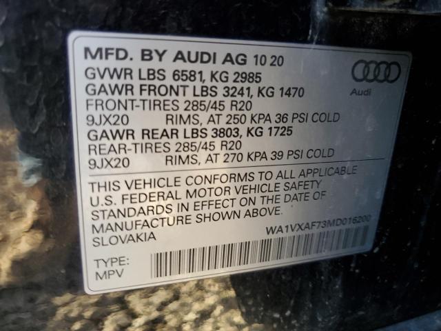 WA1VXAF73MD016200 - 2021 AUDI Q7 PRESTIGE შავი ფოტო 13