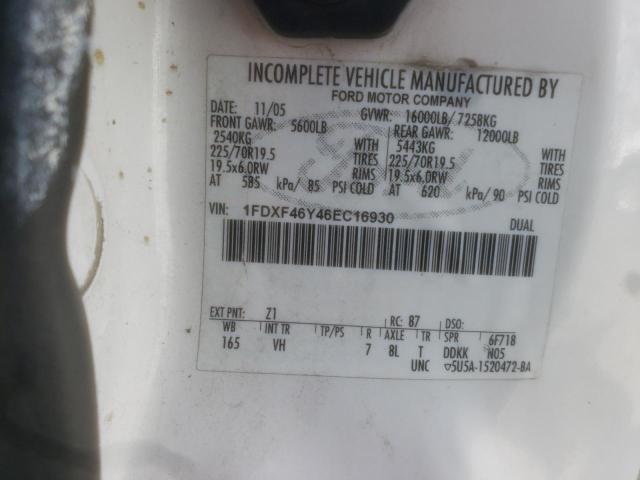 1FDXF46Y46EC16930 - 2006 FORD F450 SUPER DUTY WHITE photo 12