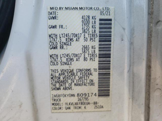 1N6BF0KY0MN809174 - 2021 NISSAN NV 2500 S WHITE photo 14