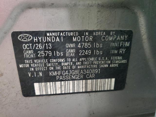 KMHFG4JG8EA340891 - 2014 HYUNDAI AZERA SILVER photo 12