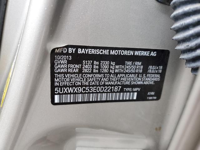 5UXWX9C53E0D22187 - 2014 BMW X3 XDRIVE28I SILVER photo 12