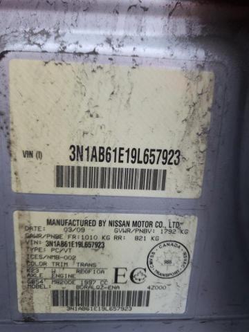 3N1AB61E19L657923 - 2009 NISSAN SENTRA 2.0 SILVER photo 12