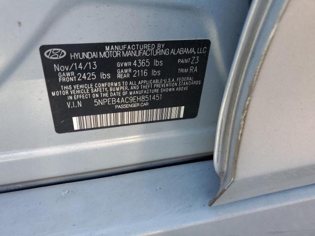 5NPEB4AC9EH851451 - 2014 HYUNDAI SONATA GLS SILVER photo 12