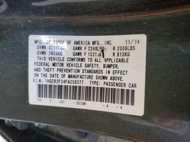 1HGCR2F34FA059377 - 2015 HONDA ACCORD LX GRAY photo 12