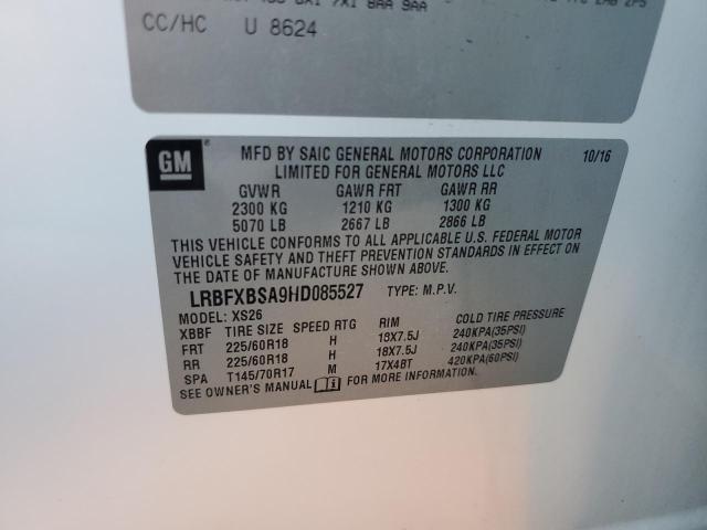 LRBFXBSA9HD085527 - 2017 BUICK ENVISION ESSENCE Սպիտակ լուսանկար 13