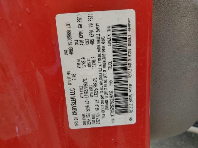 3D7KS29A78G206438 - 2008 DODGE RAM 2500 RED photo 12