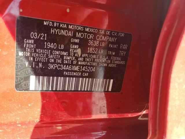 3KPC34A6XME145204 - 2021 HYUNDAI ACCENT LIMITED RED photo 12