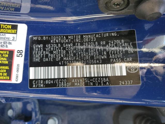 4T1G11BK8PU105643 - 2023 TOYOTA CAMRY SE NIGHT SHADE BLUE photo 12