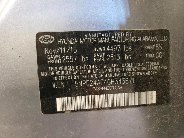 5NPE24AF4GH343871 - 2016 HYUNDAI SONATA SE SILVER photo 13