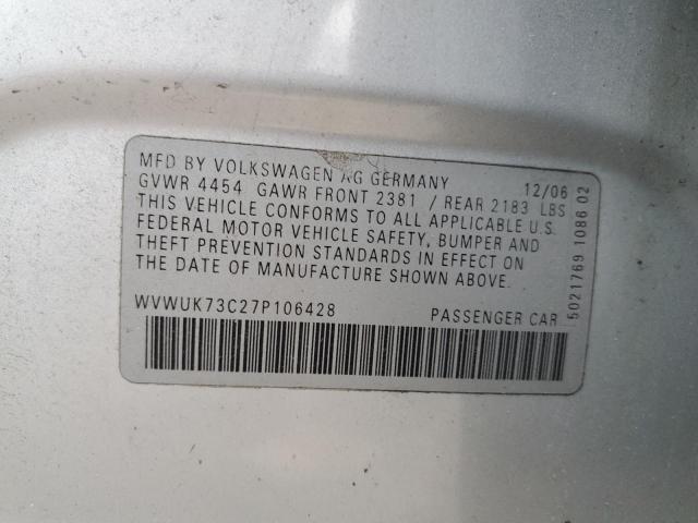 WVWUK73C27P106428 - 2007 VOLKSWAGEN PASSAT SILVER photo 12