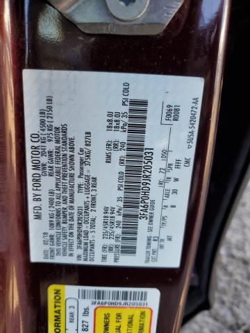 3FA6P0HD9JR205031 - 2018 FORD FUSION SE RED photo 12