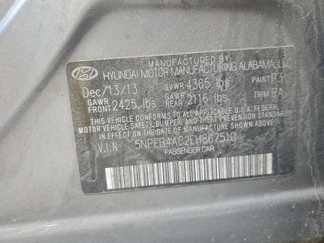 5NPEB4AC2EH867510 - 2014 HYUNDAI SONATA GLS GRAY photo 12