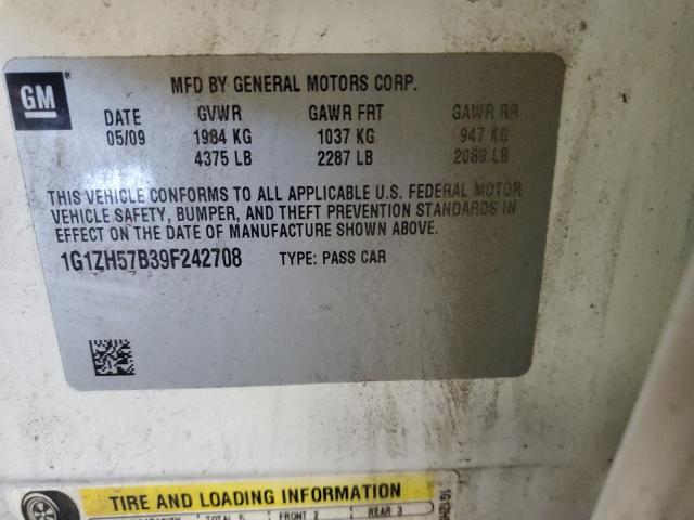 1G1ZH57B39F242708 - 2009 CHEVROLET MALIBU 1LT WHITE photo 12