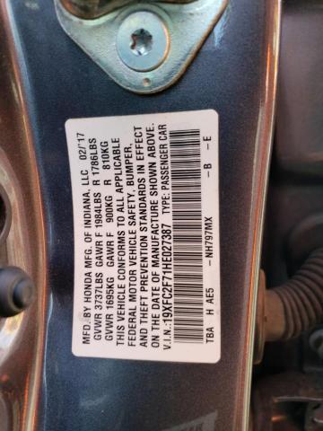 19XFC2F71HE027387 - 2017 HONDA CIVIC EX GRAY photo 12