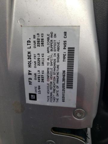 6G2VX12U55L384636 - 2005 PONTIAC GTO SILVER photo 12